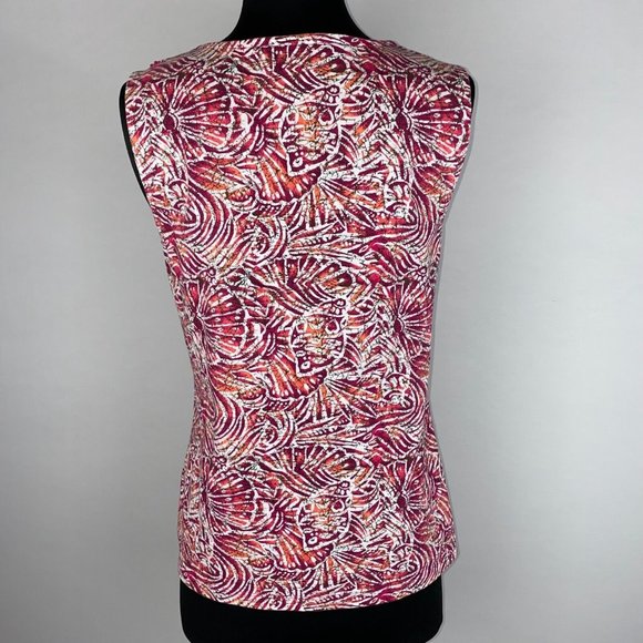 Christopher & Banks Tank Top Women's S Seashell Print Ruffle Neckline Vacation - Picture 8 of 12